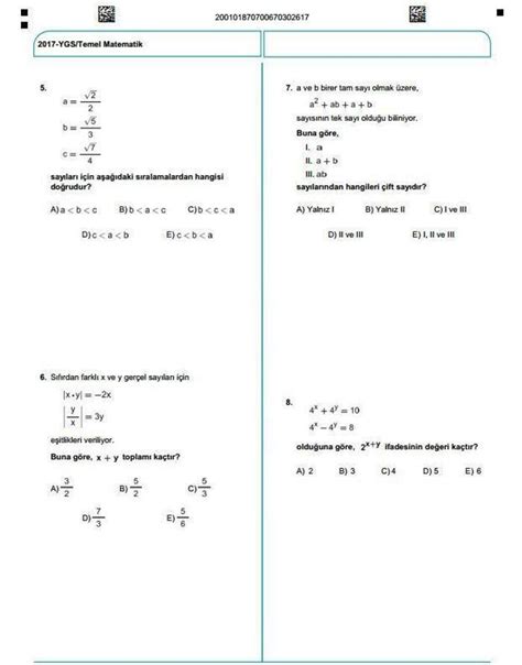 2017 ygs matematik soruları ve çözümleri pdf